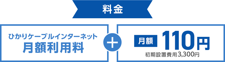 料金　ひかりケーブルインターネット月額利用料+月額110円（初期設置費用3,300円）